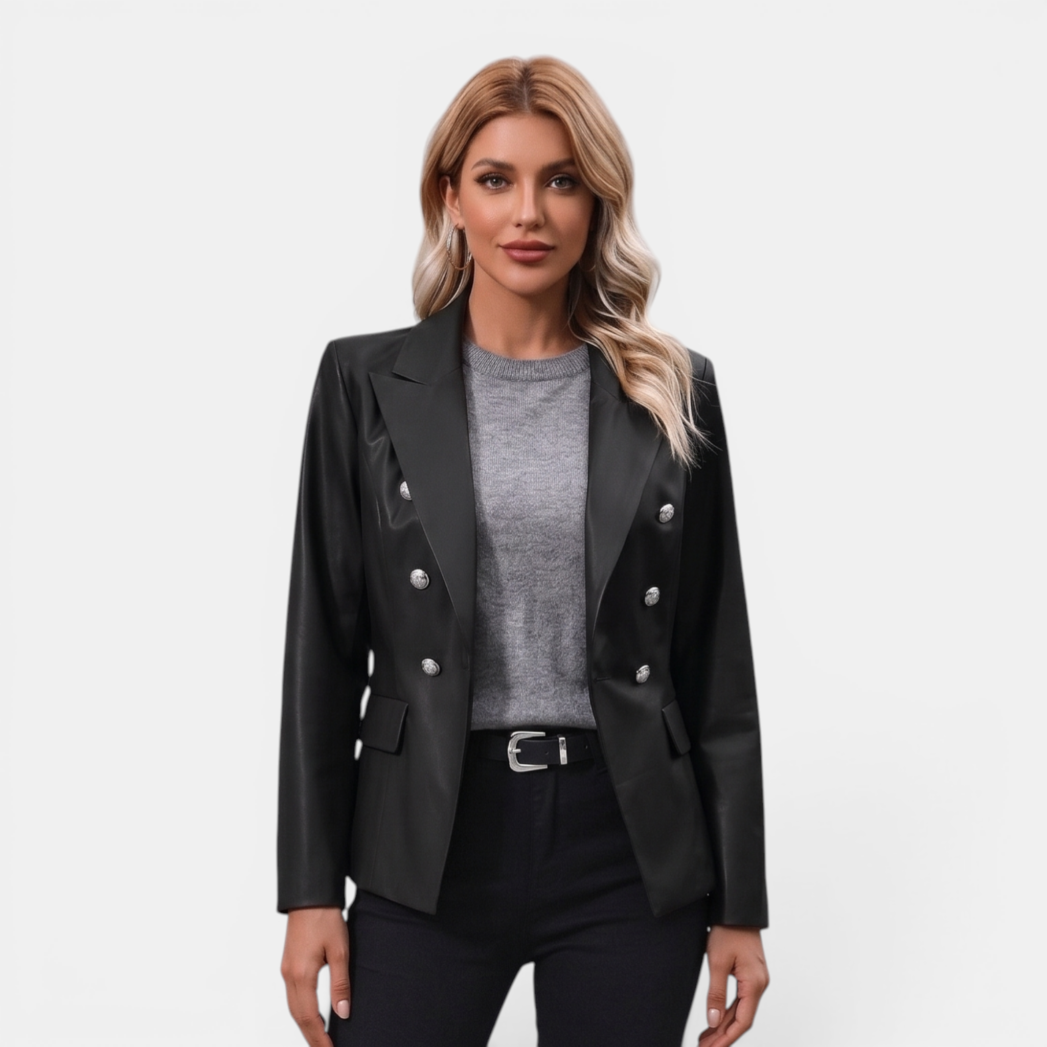 Valeniri | Women's Tailored Blazer Classic Fit Elegant Leather Jacket