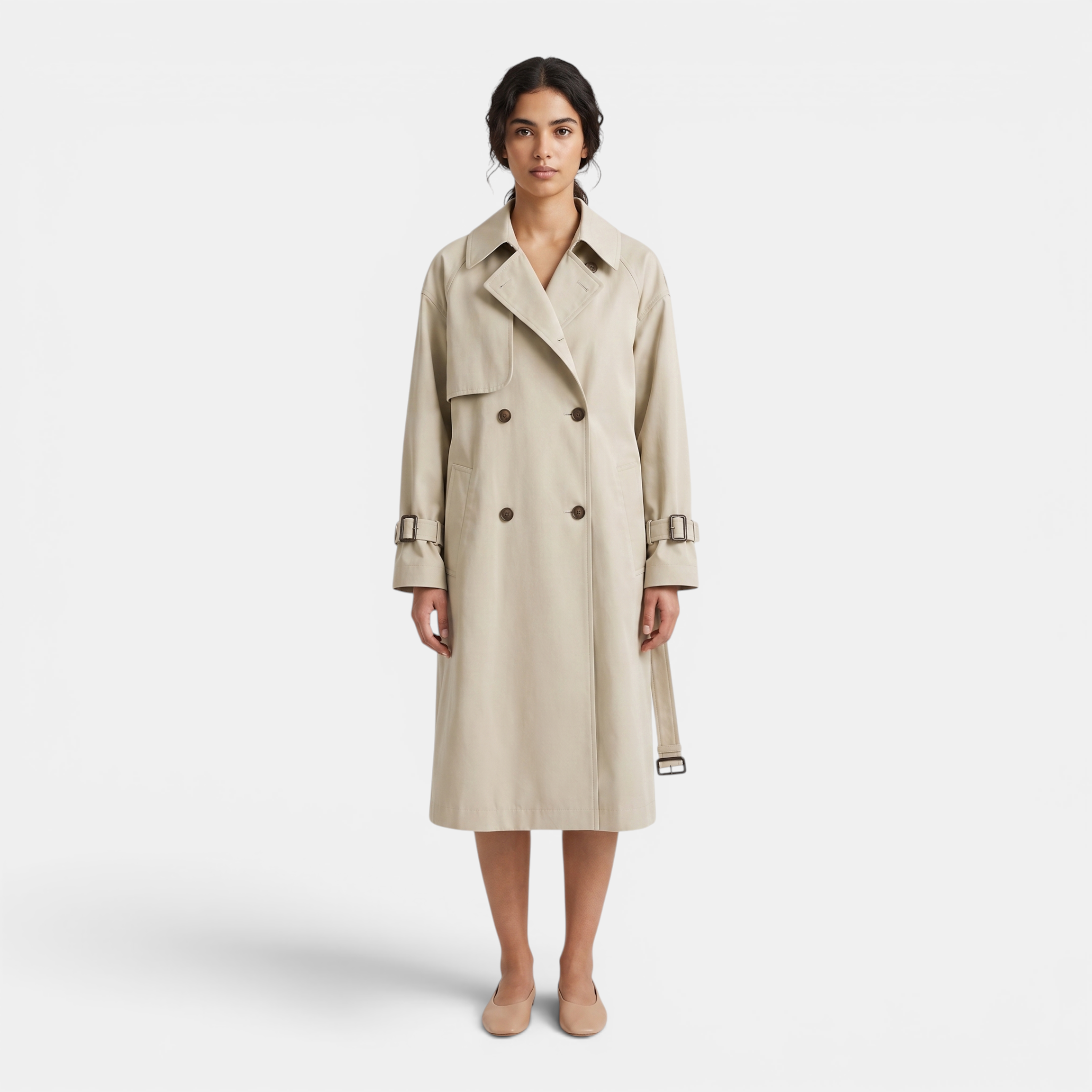 Valeniri | Women's Mid Length Trench Coat Belted Classic Outerwear