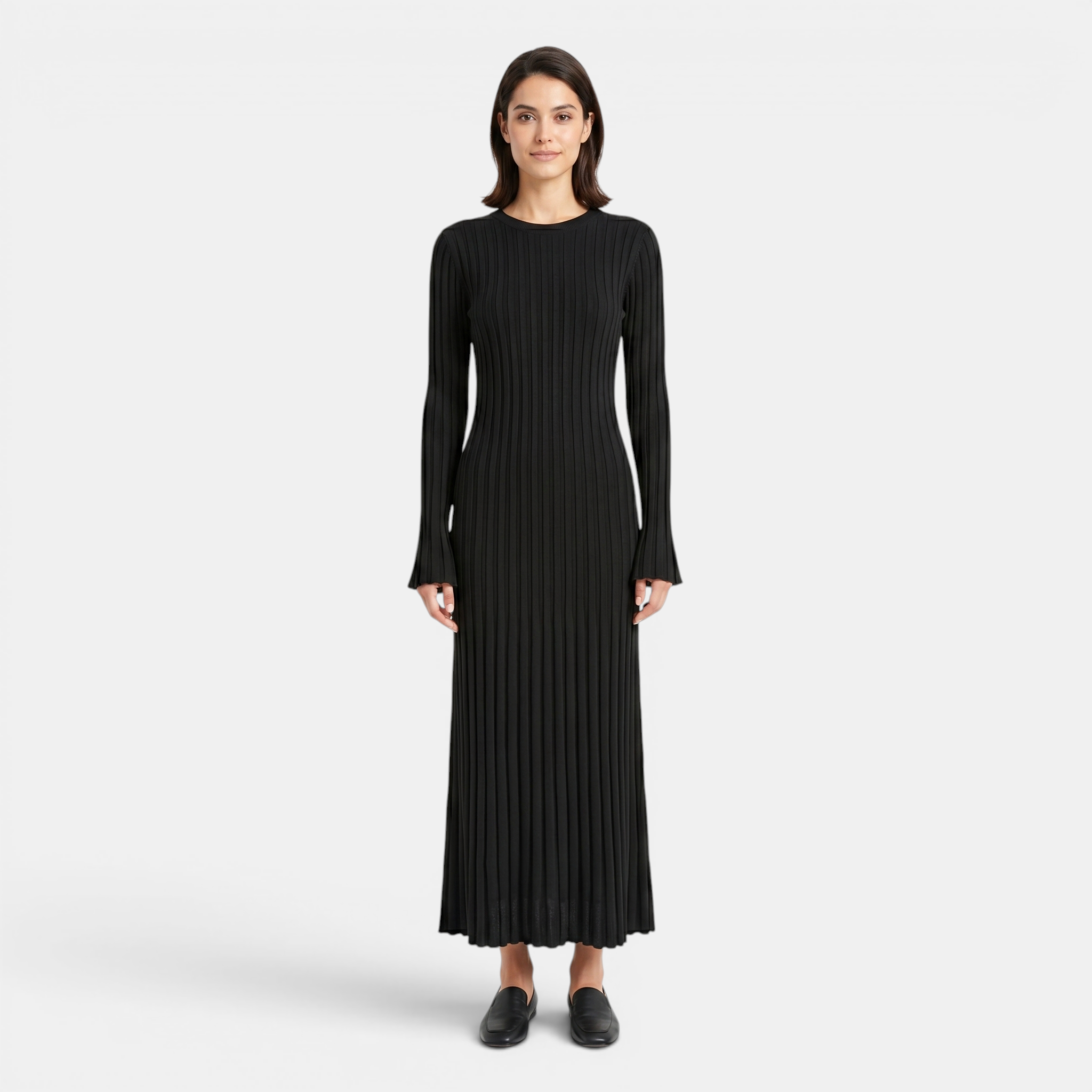 Valeniri | Women’s Comfortable Knit Dress Wool Blend Classic Casual Midi Dress