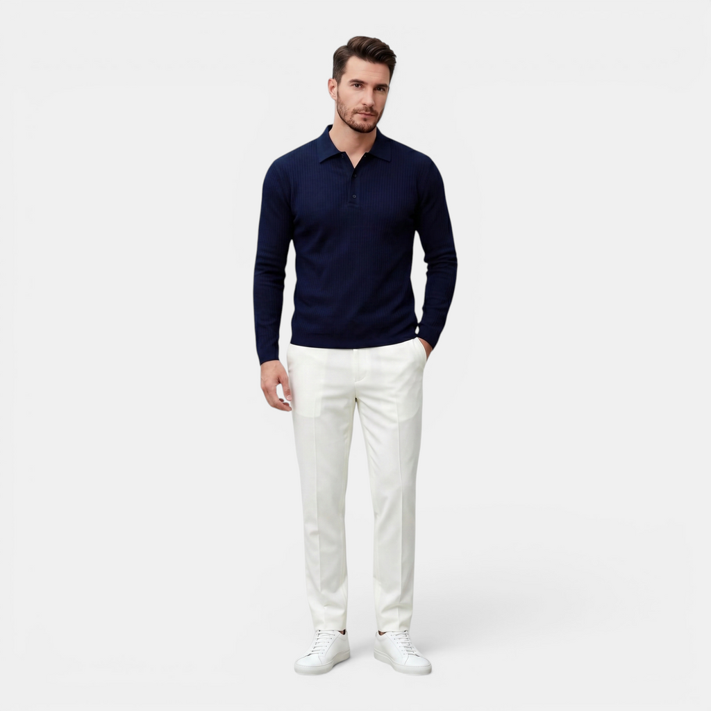 Valeniri | Men's Long Sleeve Polo Shirt – Stand Collar Casual Classic Fit