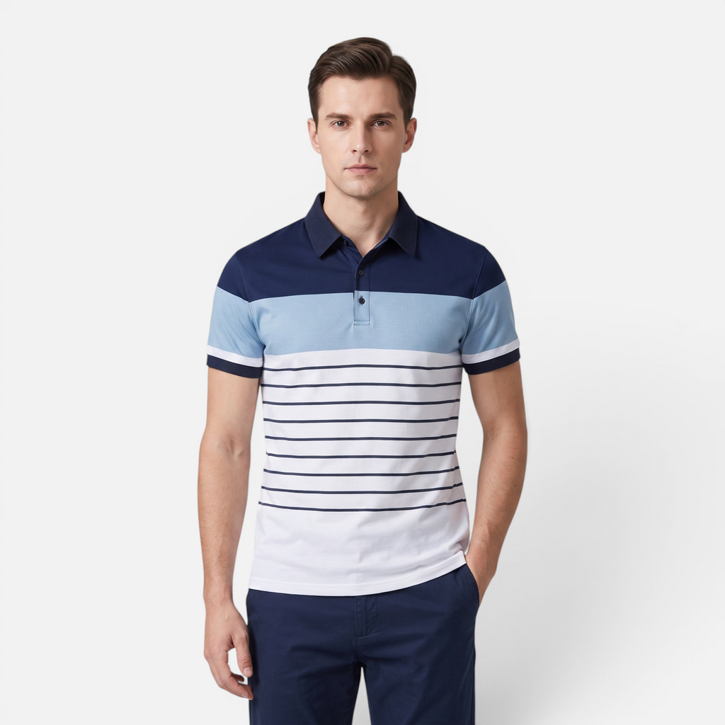 Valeniri | Men's Striped Polo Shirt Classic Short Sleeve Regular Fit