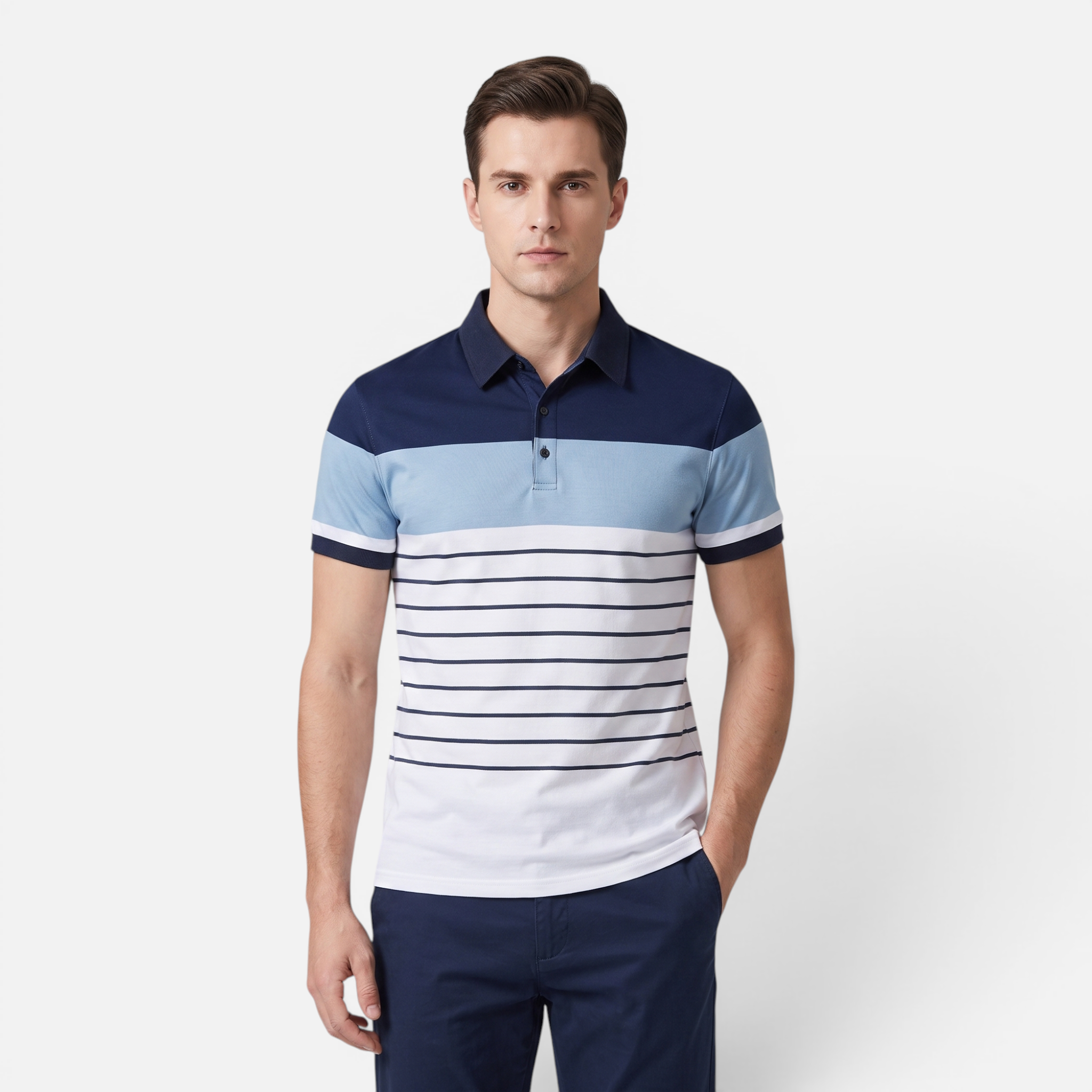 Valeniri | Men's Striped Polo Shirt Classic Short Sleeve Regular Fit