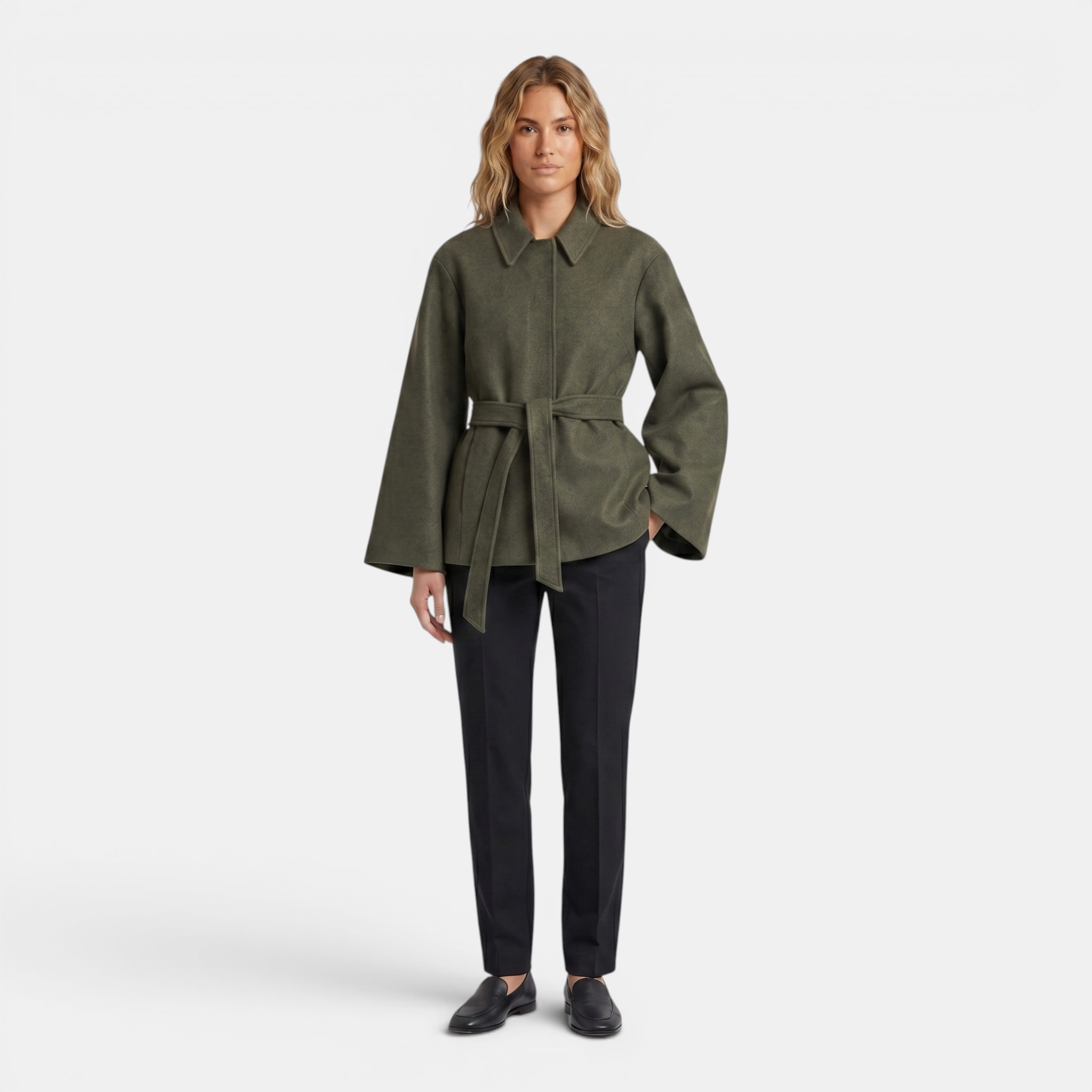 Valeniri | Women's Wool Blazer – Classic Tailored Belted Coat