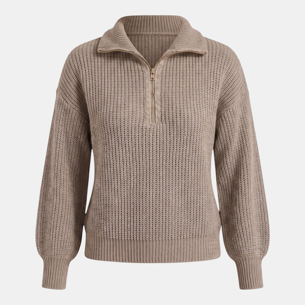 Valeniri | Women's Quarter Zip Knit Sweater Loose Fit Long Sleeve