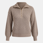 Valeniri | Women's Quarter Zip Knit Sweater Loose Fit Long Sleeve