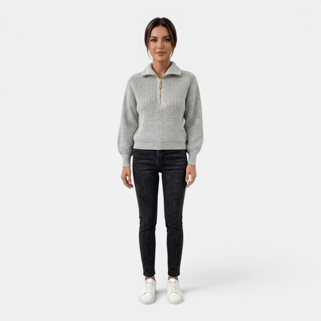 Valeniri | Women's Quarter Zip Knit Sweater Loose Fit Long Sleeve