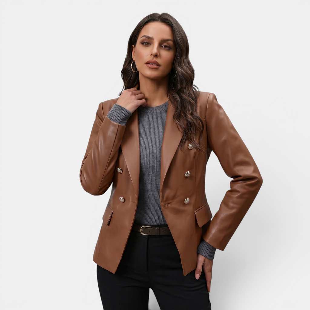 Valeniri | Women's Tailored Blazer Classic Fit Elegant Leather Jacket