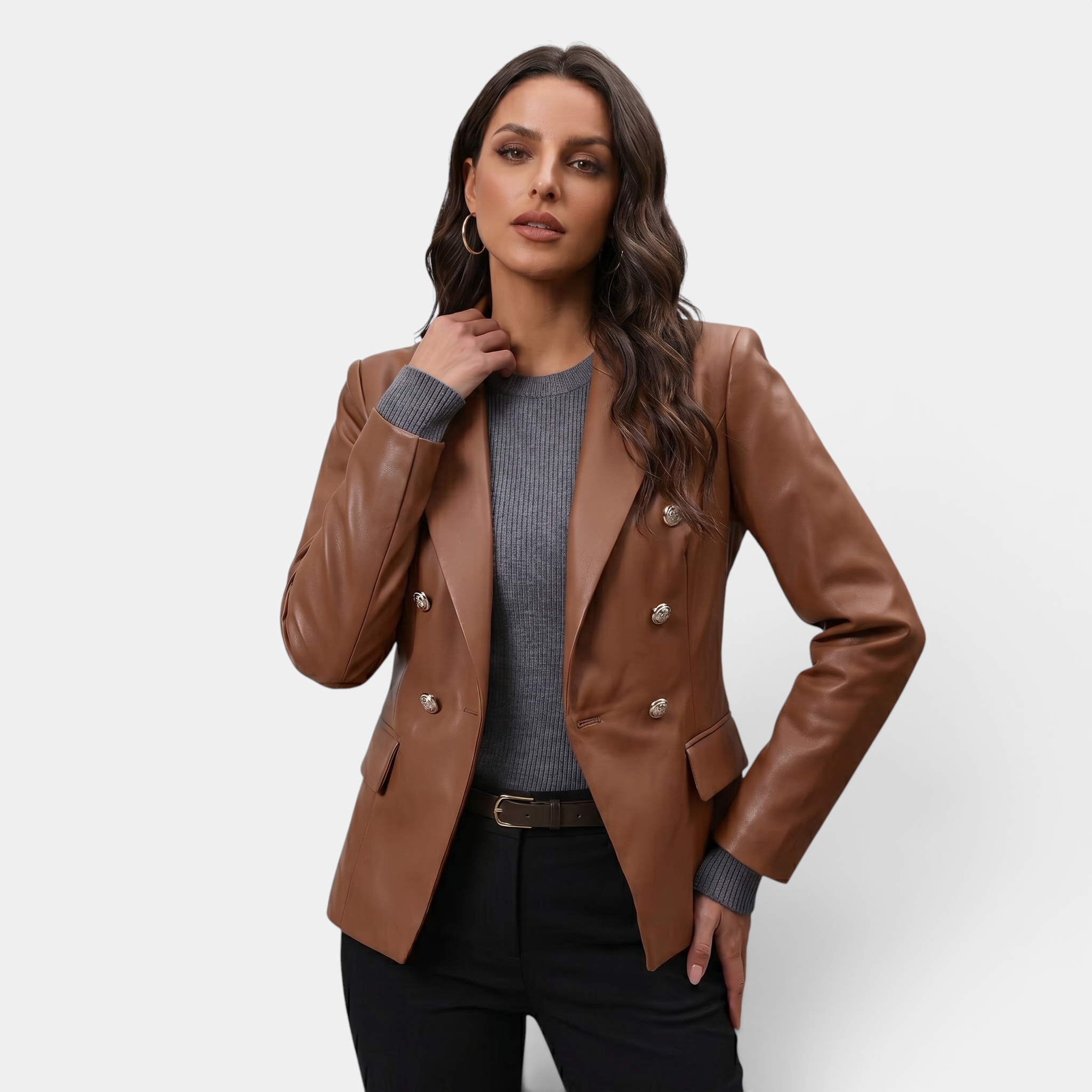 Valeniri | Women's Tailored Blazer Classic Fit Elegant Leather Jacket