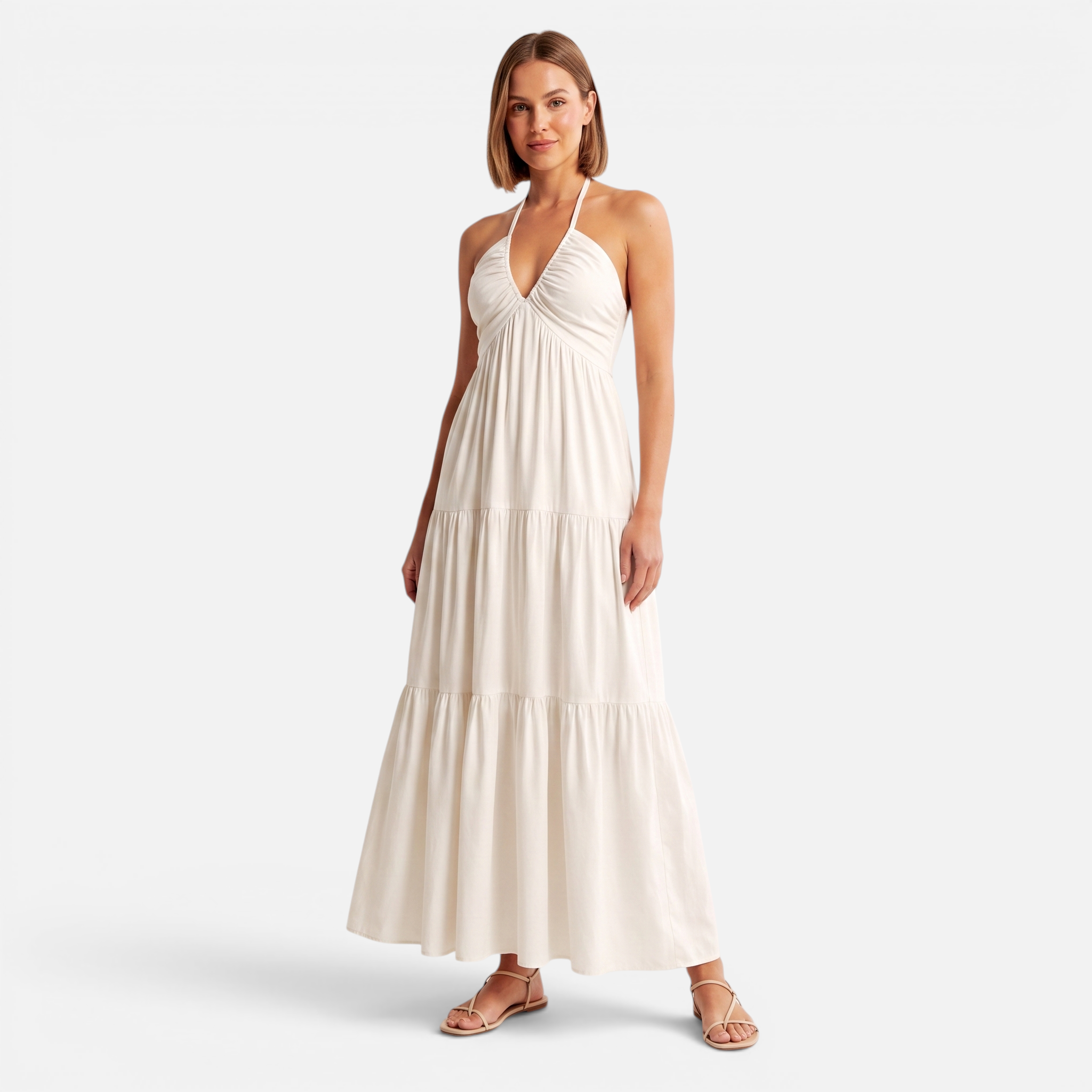 Valeniri | Women's Halter Maxi Dress Elegant Open Back Dress