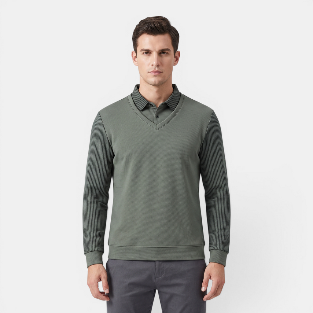 Valeniri | Men's Long Sleeve Polo Sweater Classic Knit Smart Casual