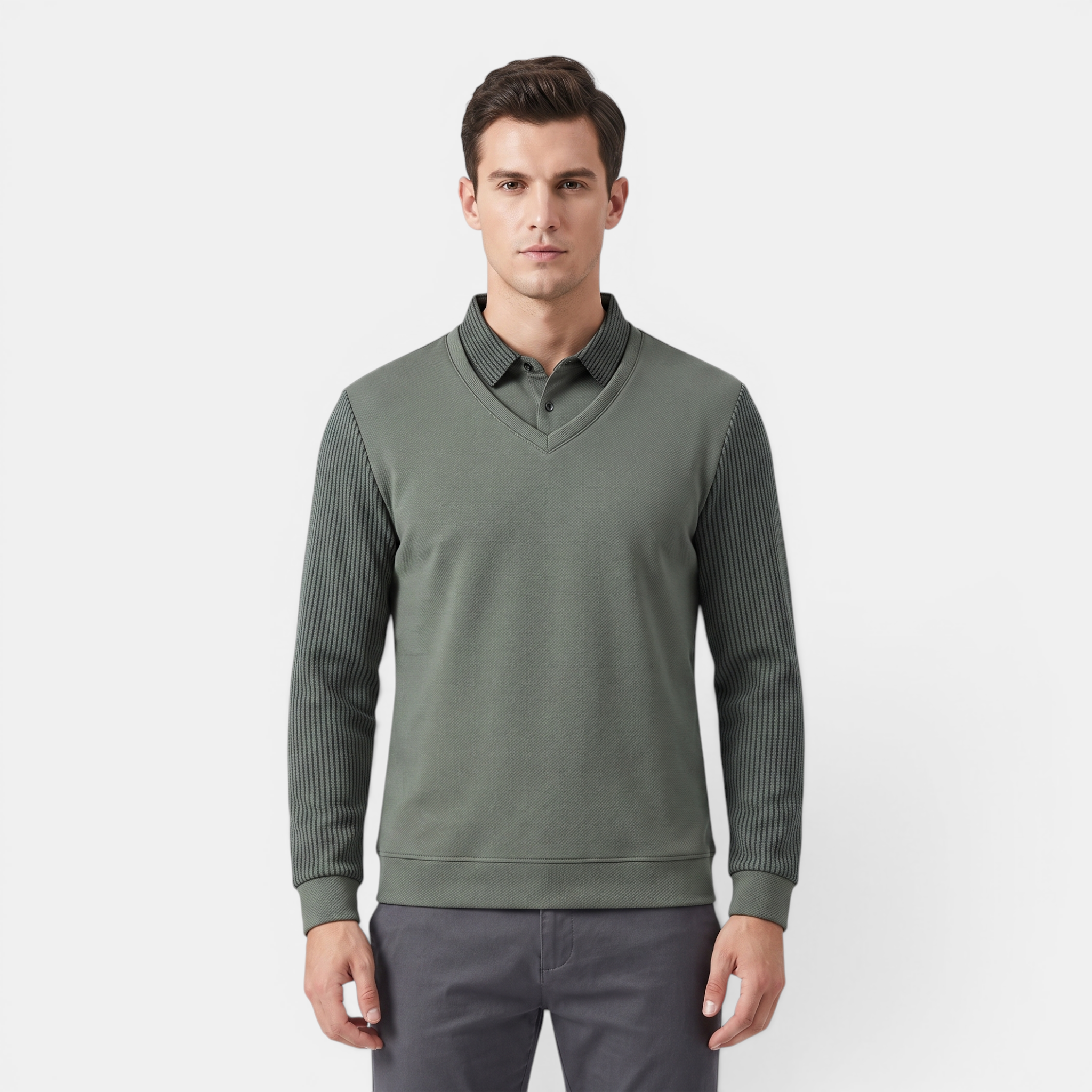 Valeniri | Men's Long Sleeve Polo Sweater Classic Knit Smart Casual