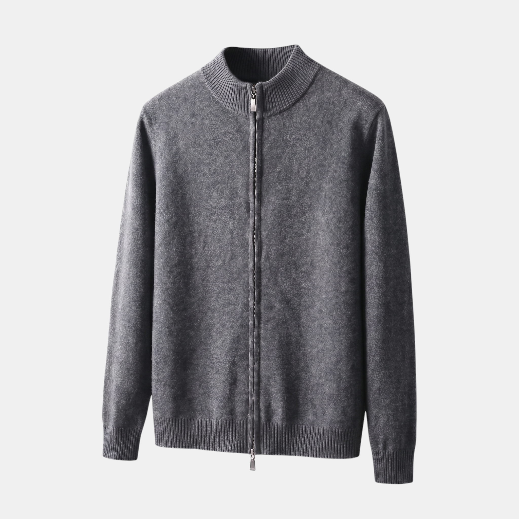 Valeniri | Men's Cashmere Wool Cardigan Thick Knit Zip-Up Stand Collar