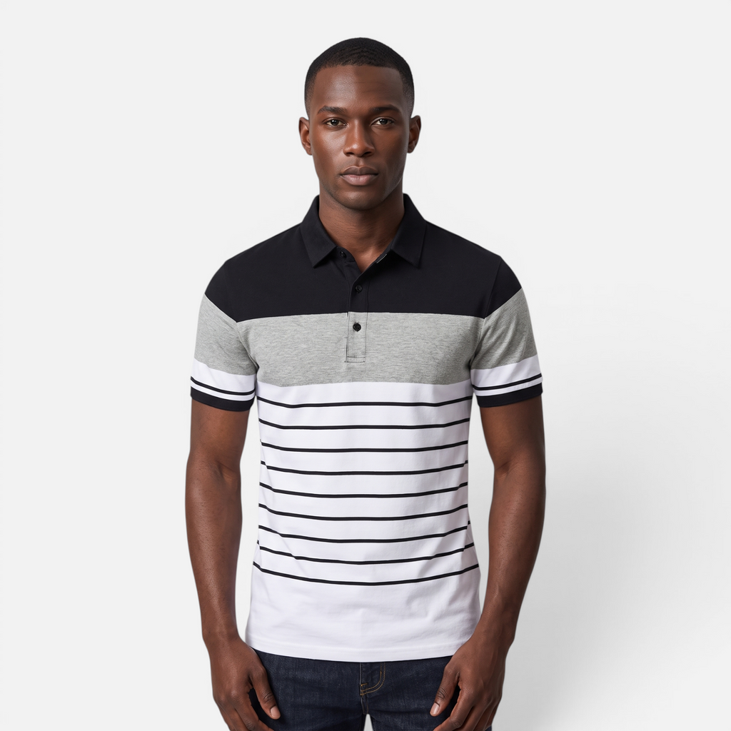 Valeniri | Men's Striped Polo Shirt Classic Short Sleeve Regular Fit