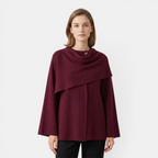 Valeniri | Women's Knit Coat with Built-In Scarf Classic Cardigan Style