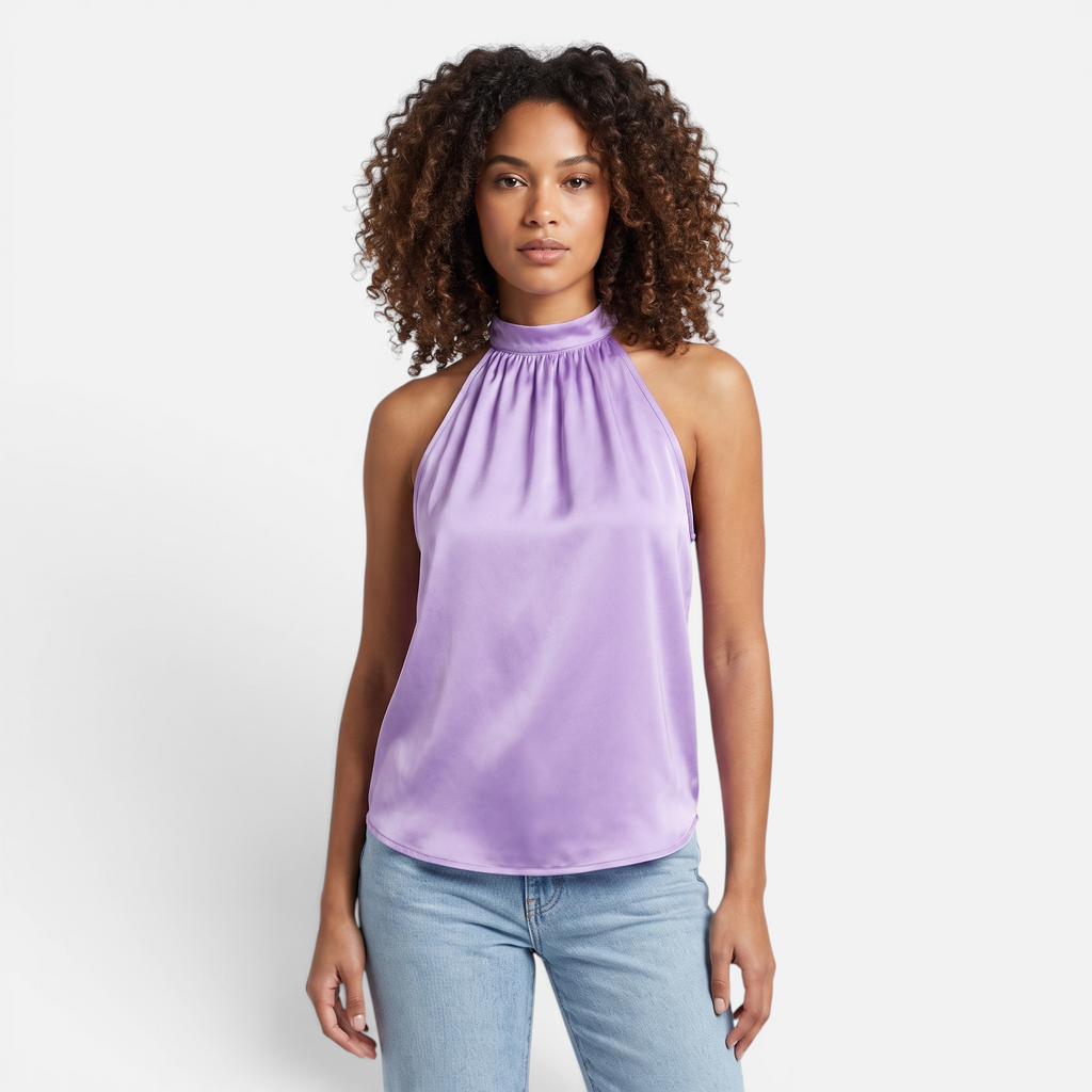 Valeniri | Women's Satin Halter Top Sleeveless Elegant Blouse