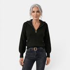 Valeniri | Women's Quarter Zip Knit Sweater Loose Fit Long Sleeve