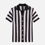 Valeniri | Men's Crochet Polo Shirt – Striped Short Sleeve