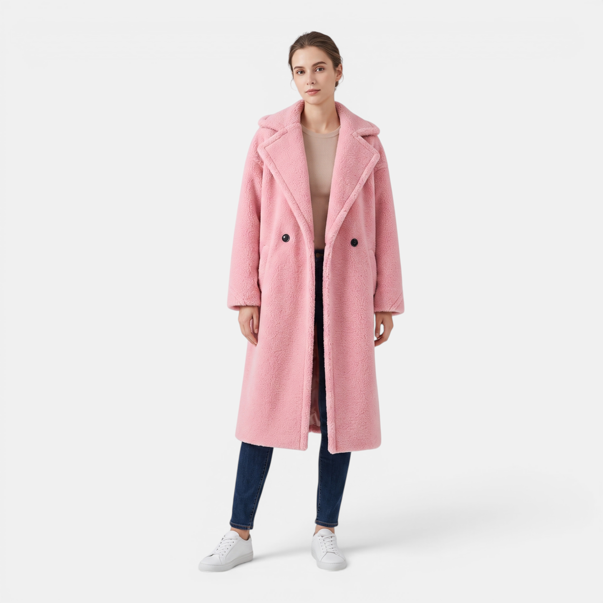 Valeniri | Women's Lamb Fur Trench Coat – Warm Mid-Length Winter Outerwear