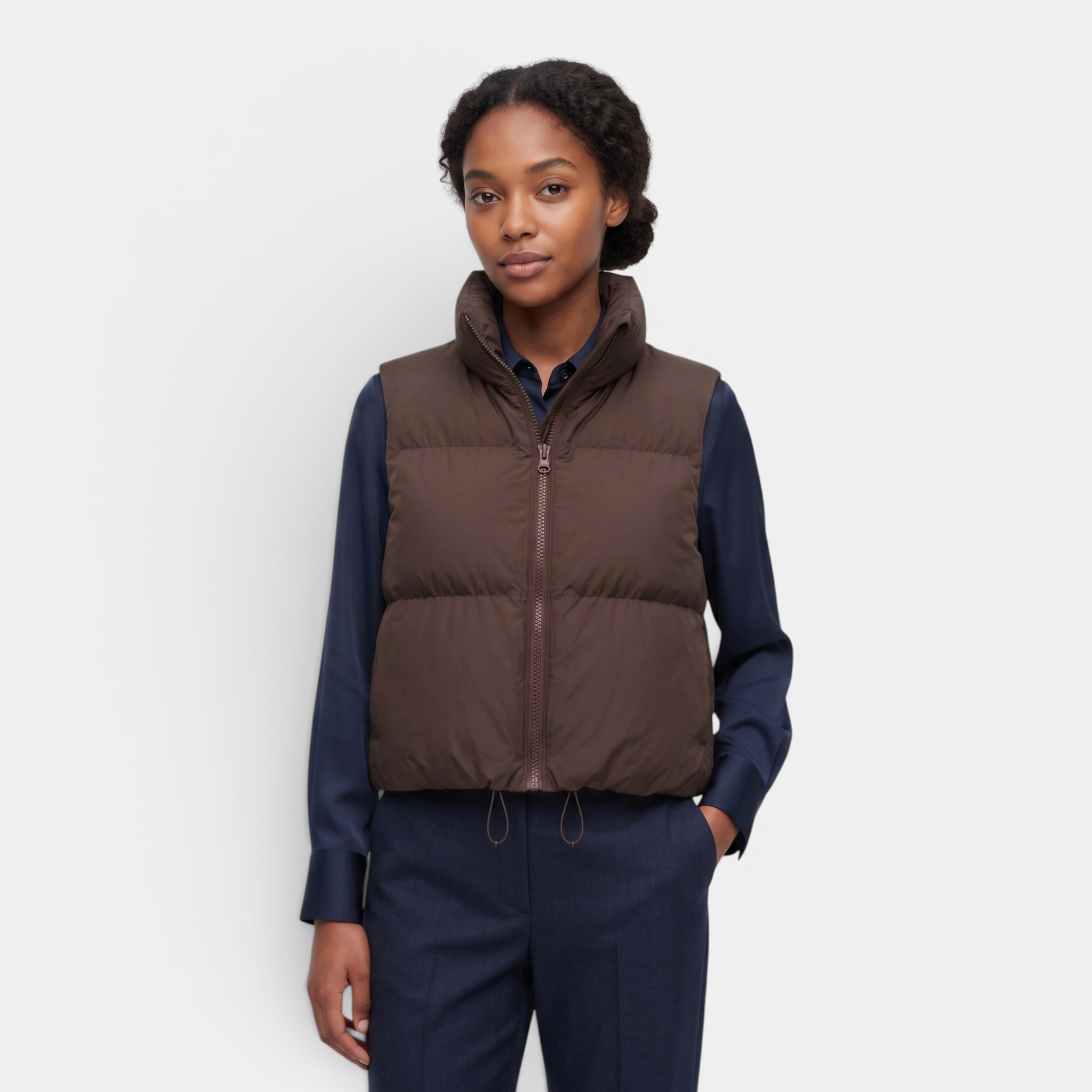 Women's Cotton Puffer Vest Warm Zip-Up Sleeveless Outerwear