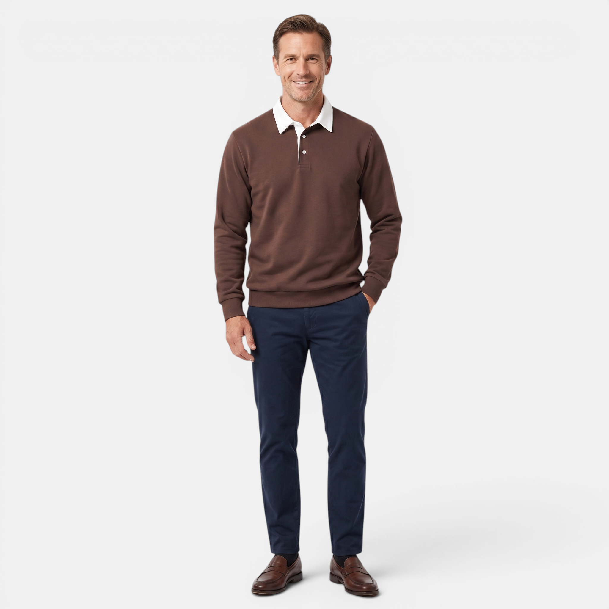 Valeniri | Men’s Long Sleeve Polo Sweater Classic Fit Casual Knit Top