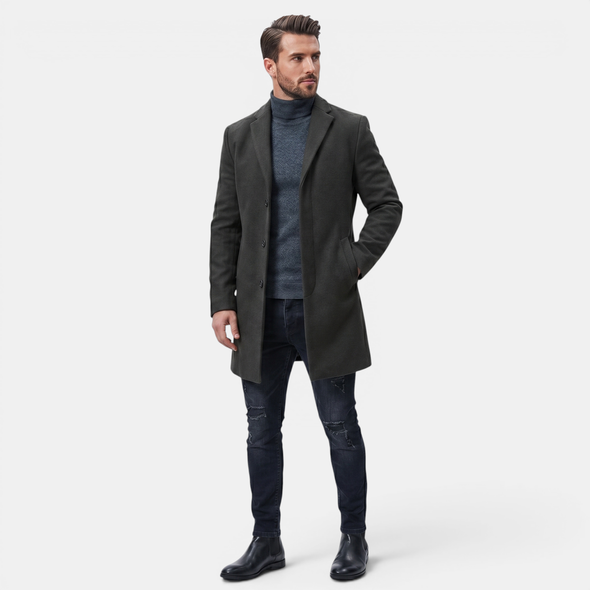Valeniri | Men’s Tweed Coat Warm Wool Blend Classic Fit Jacket