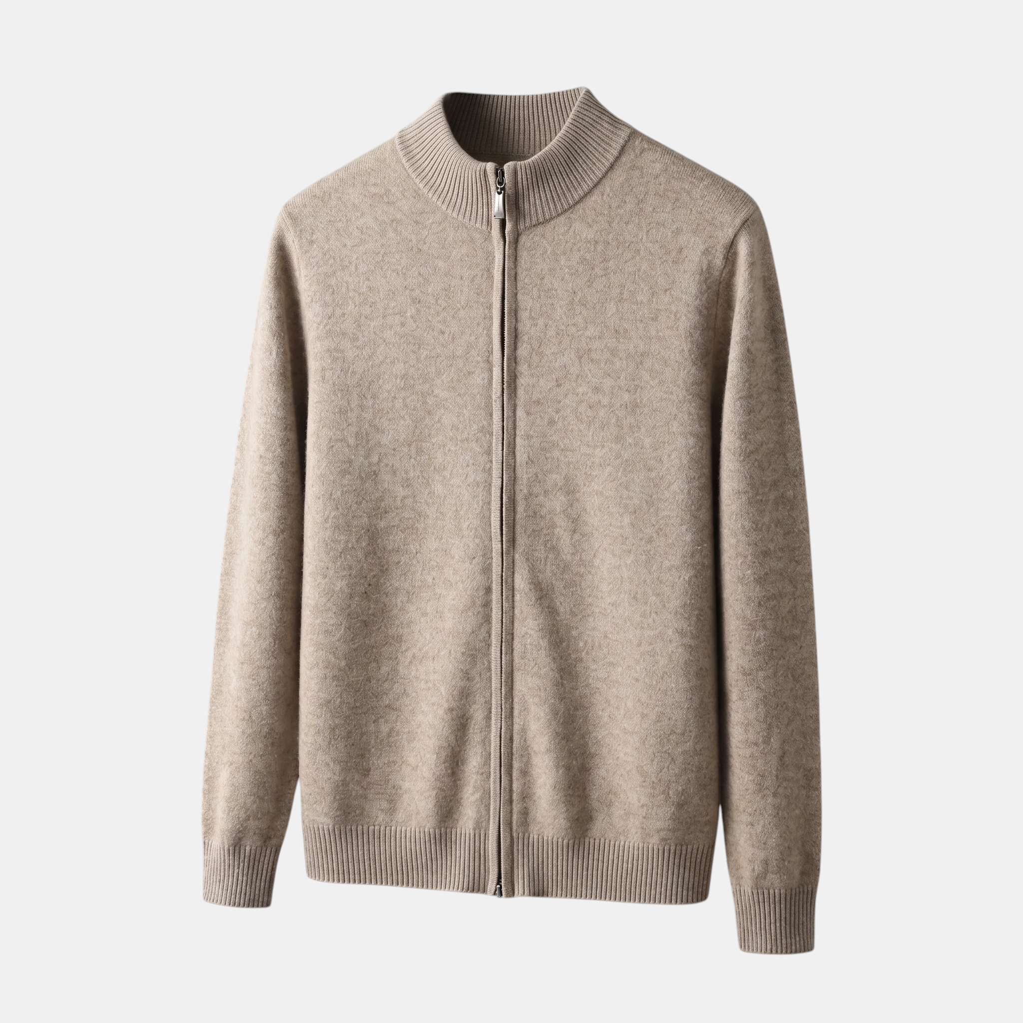 Valeniri | Men's Cashmere Wool Cardigan Thick Knit Zip-Up Stand Collar