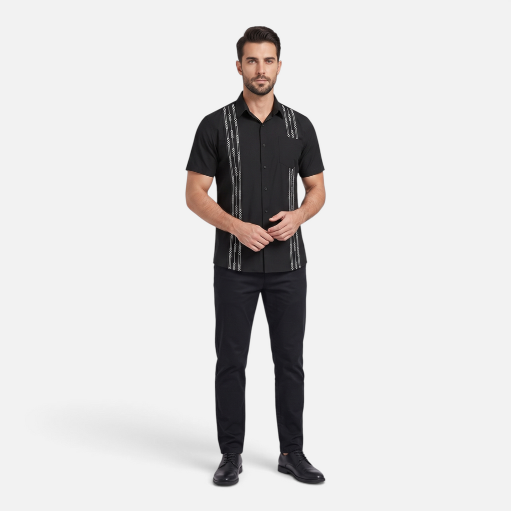 Valeniri | Men's Cuban Collar Shirt Lightweight Relaxed Fit Button-Up