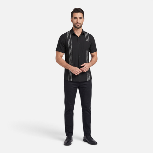 Valeniri | Men's Cuban Collar Shirt Lightweight Relaxed Fit Button-Up