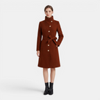 Valeniri | Women's Long Pea Coat Single Breasted Belted Jacket