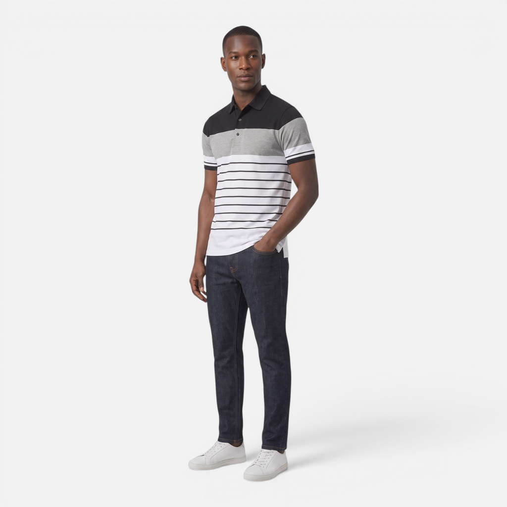 Valeniri | Men's Striped Polo Shirt Classic Short Sleeve Regular Fit