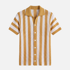 Valeniri | Men's Crochet Polo Shirt – Striped Short Sleeve