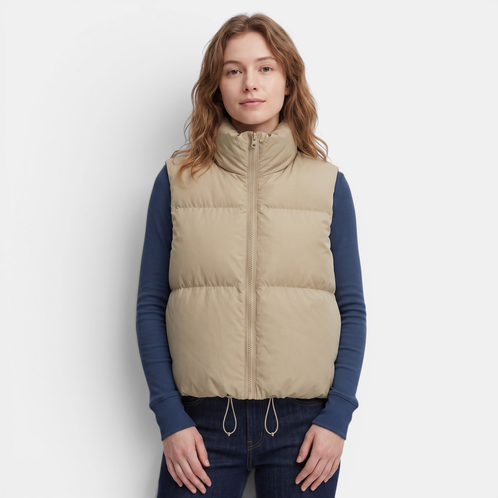 Women's Cotton Puffer Vest Warm Zip-Up Sleeveless Outerwear