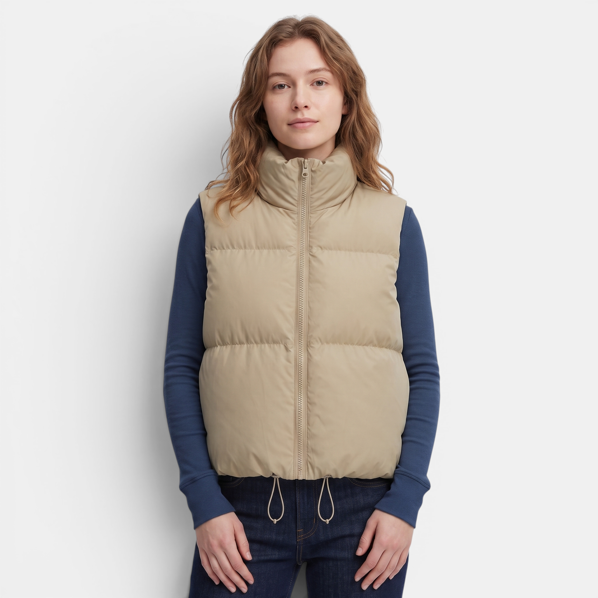 Women's Cotton Puffer Vest Warm Zip-Up Sleeveless Outerwear