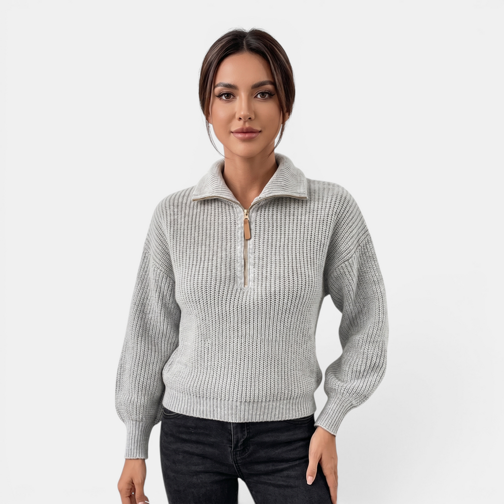 Valeniri | Women's Quarter Zip Knit Sweater Loose Fit Long Sleeve