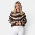Valeniri | Women's Knit Cardigan Sweater Classic Stripe Long Sleeve