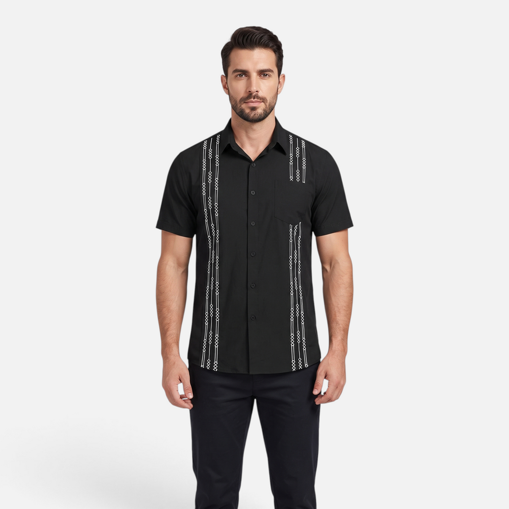 Valeniri | Men's Cuban Collar Shirt Lightweight Relaxed Fit Button-Up