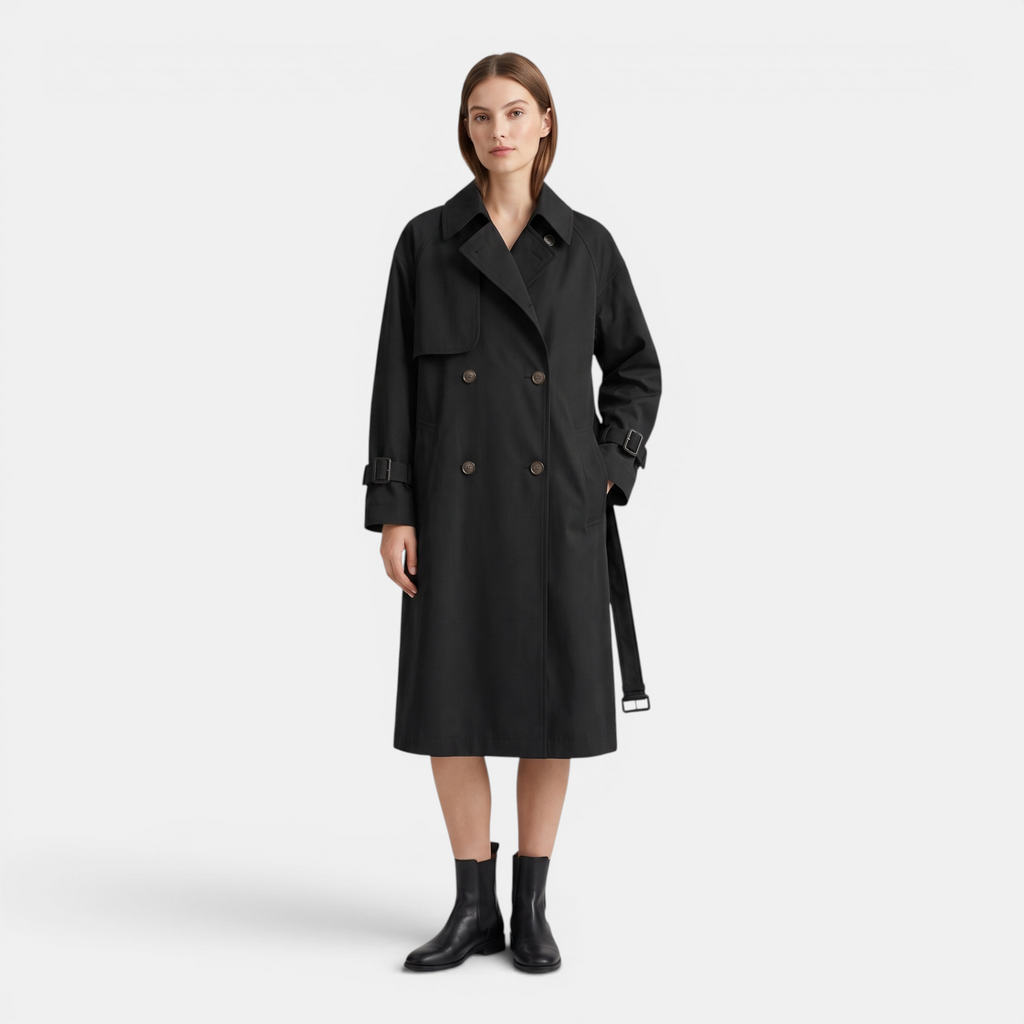 Valeniri | Women's Mid Length Trench Coat Belted Classic Outerwear
