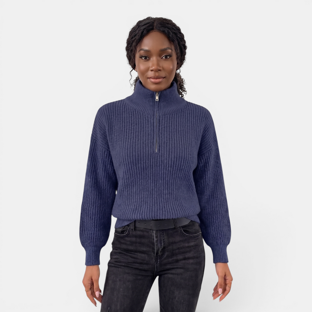 Valeniri | Women's Quarter Zip Knit Sweater Loose Fit Long Sleeve