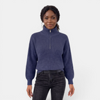Valeniri | Women's Quarter Zip Knit Sweater Loose Fit Long Sleeve