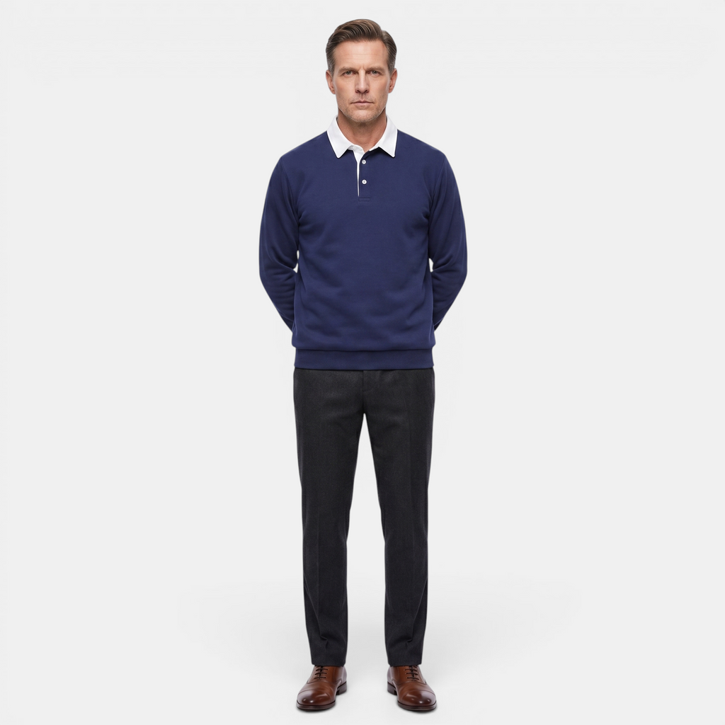 Valeniri | Men’s Long Sleeve Polo Sweater Classic Fit Casual Knit Top