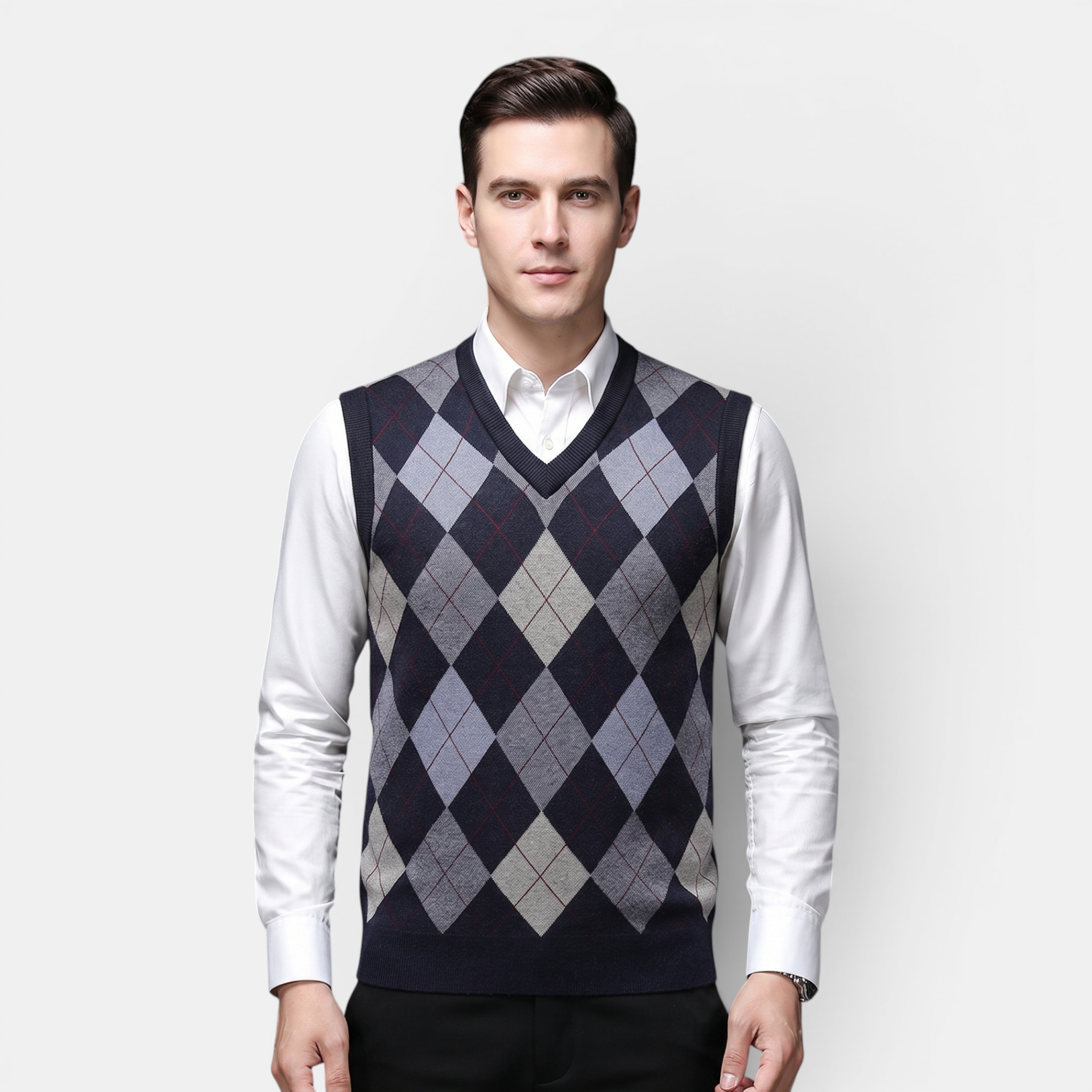 Valeniri | Men's Wool Sweater Vest V-Neck Knit Warm Classic Fit
