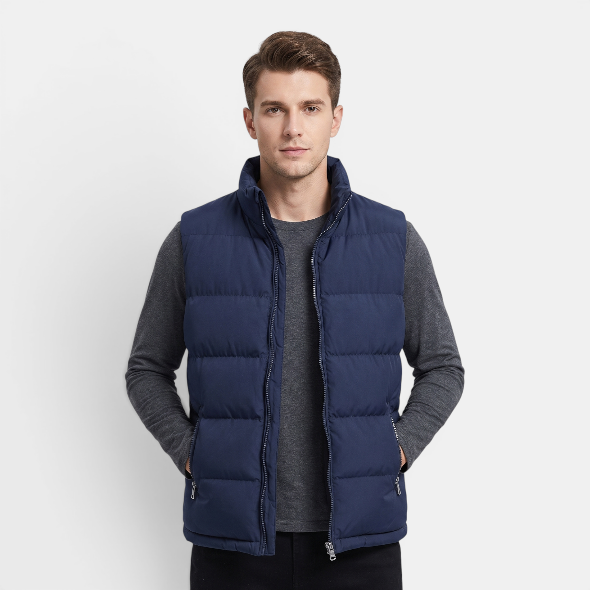 Valeniri | Men's Cotton Padded Vest Lightweight Zip-Up Jacket