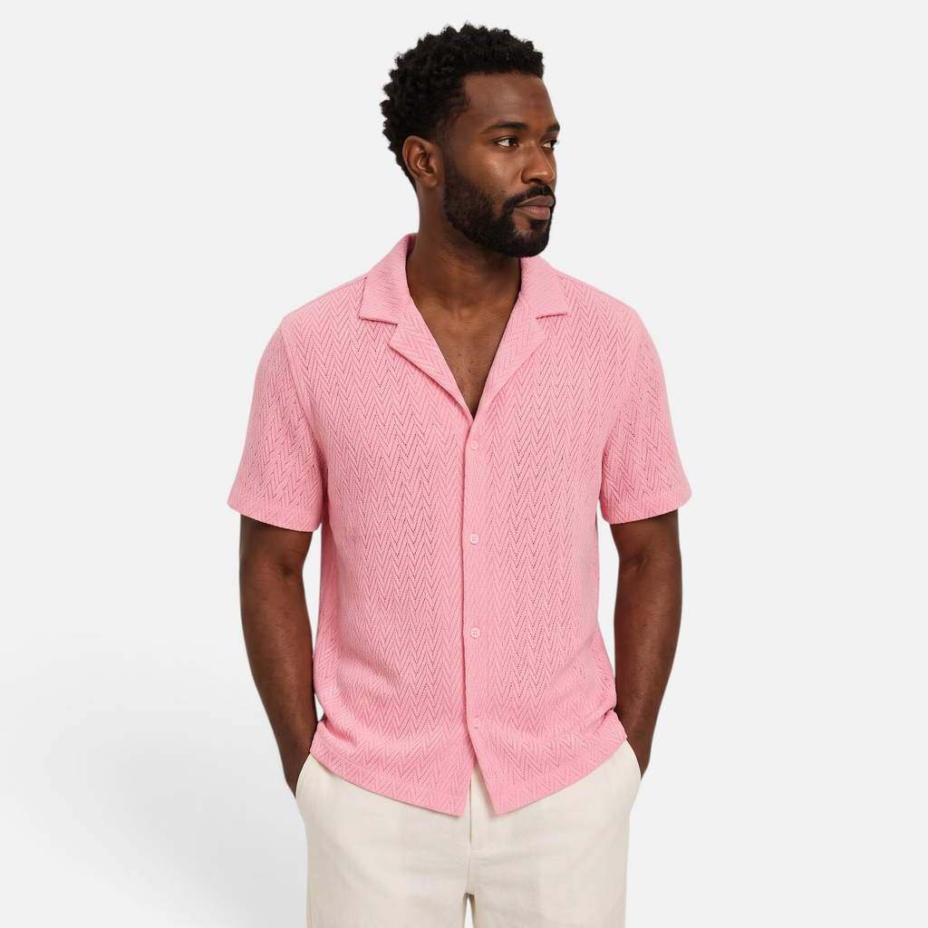 Valeniri | Men's Crochet Polo Shirt – Breathable Button Top