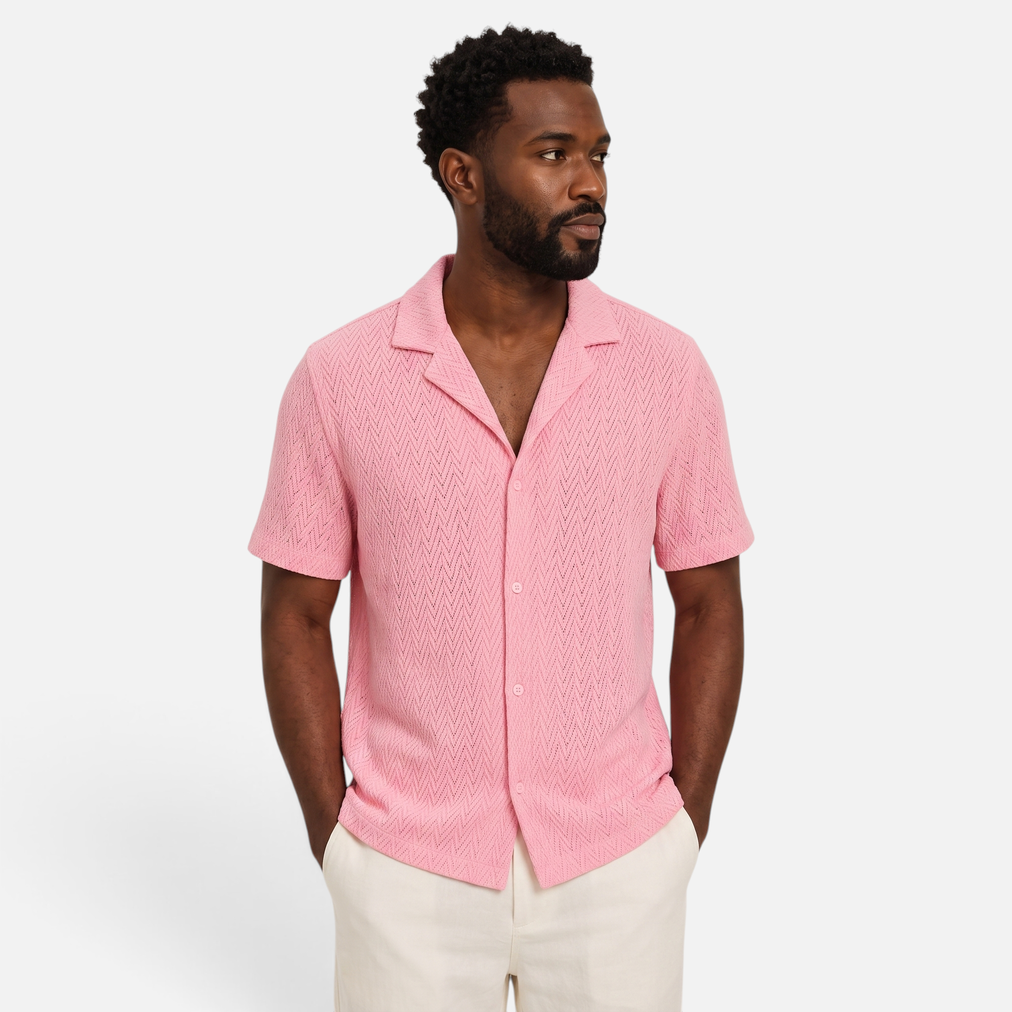 Valeniri | Men's Crochet Polo Shirt – Breathable Button Top