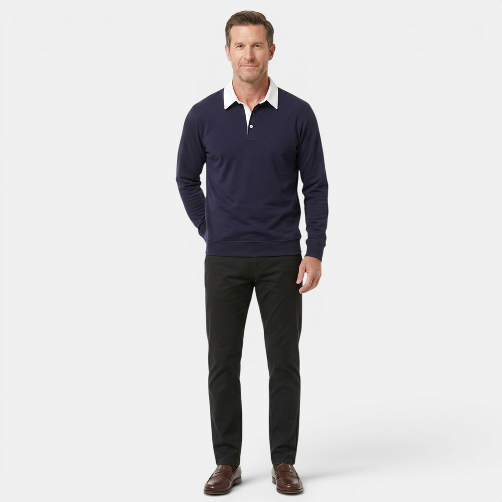 Valeniri | Men’s Long Sleeve Polo Sweater Classic Fit Casual Knit Top