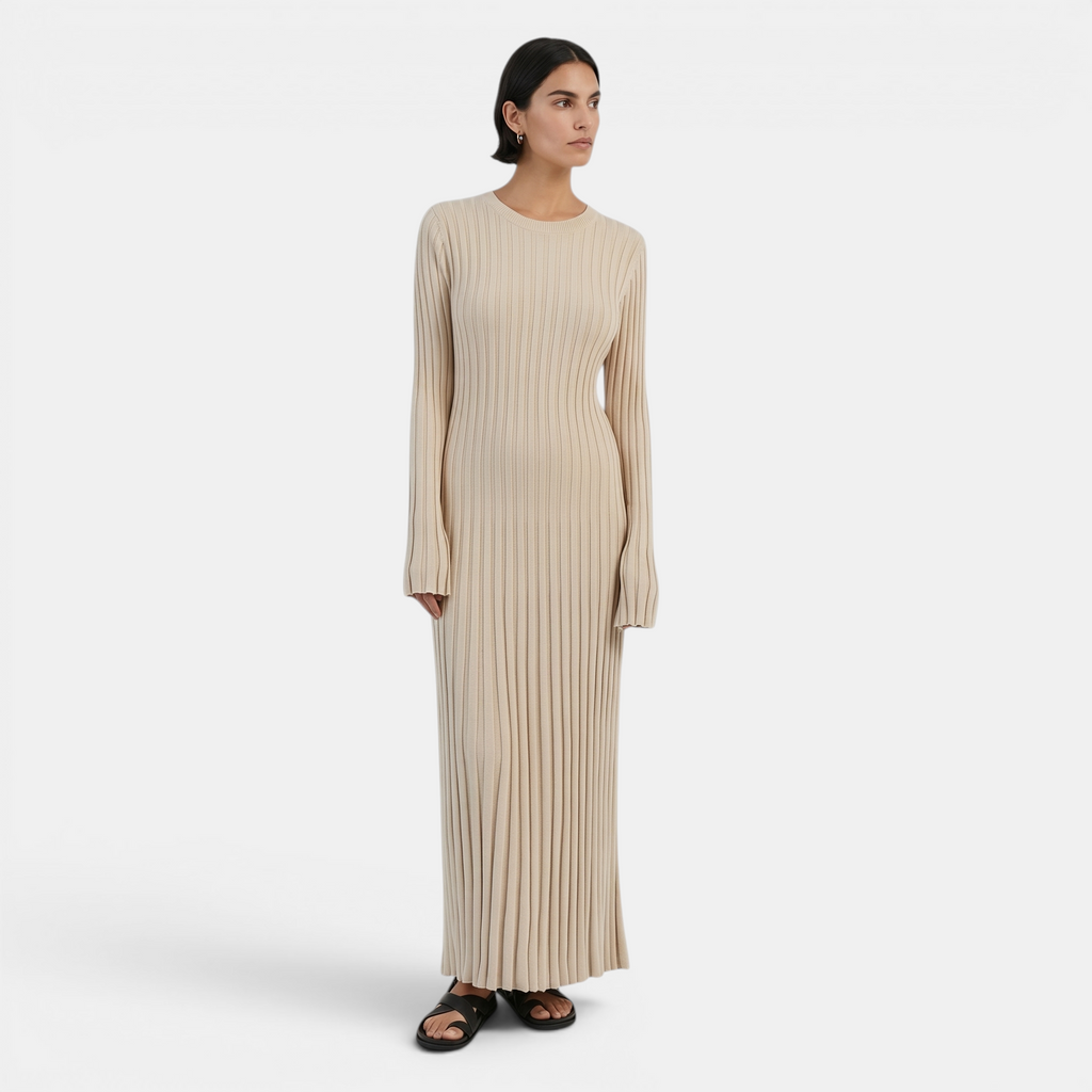 Valeniri | Women’s Comfortable Knit Dress Wool Blend Classic Casual Midi Dress