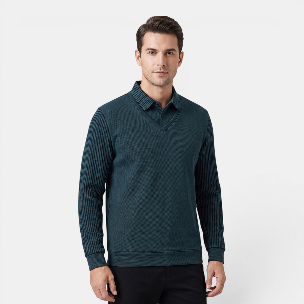 Valeniri | Men's Long Sleeve Polo Sweater Classic Knit Smart Casual