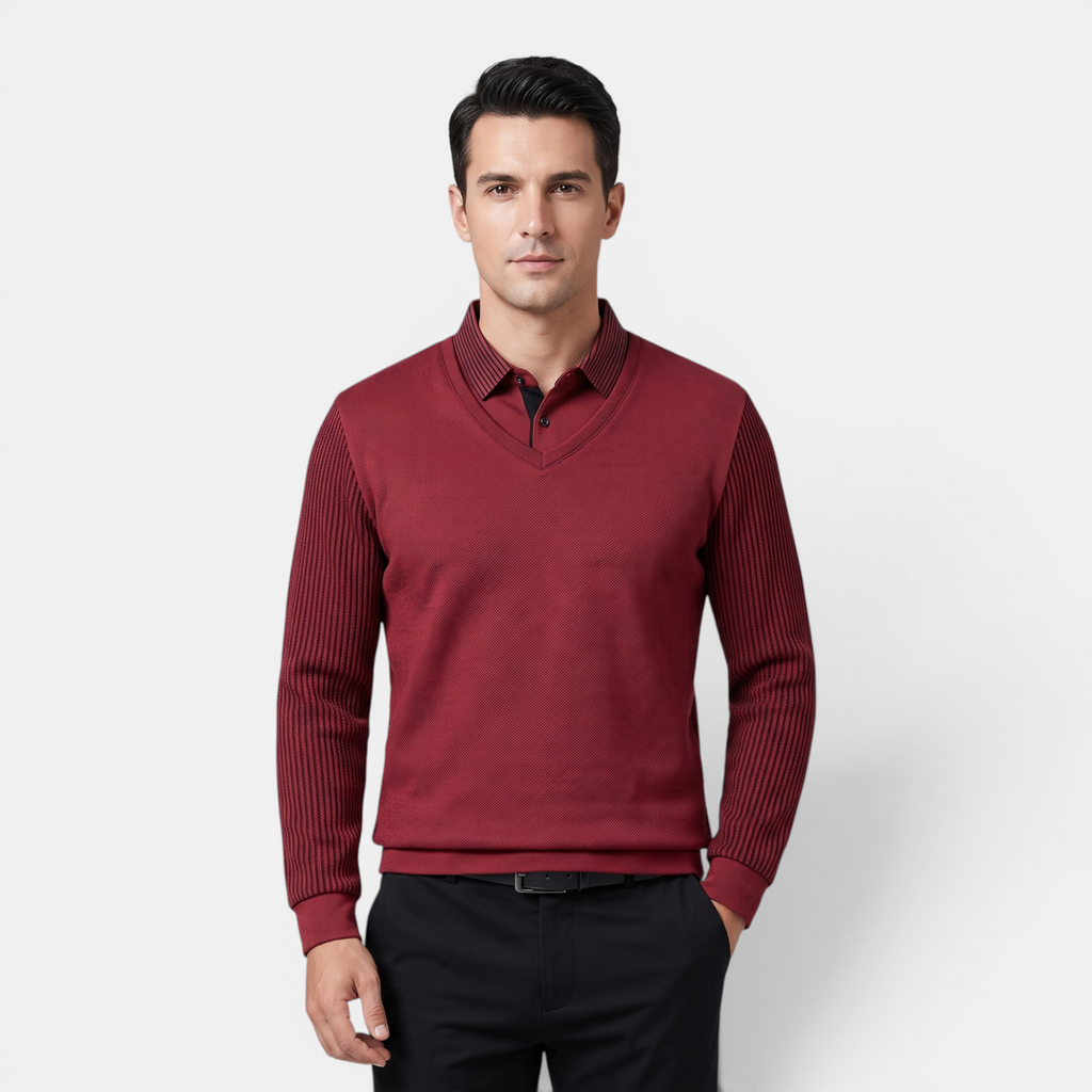Valeniri | Men's Long Sleeve Polo Sweater Classic Knit Smart Casual