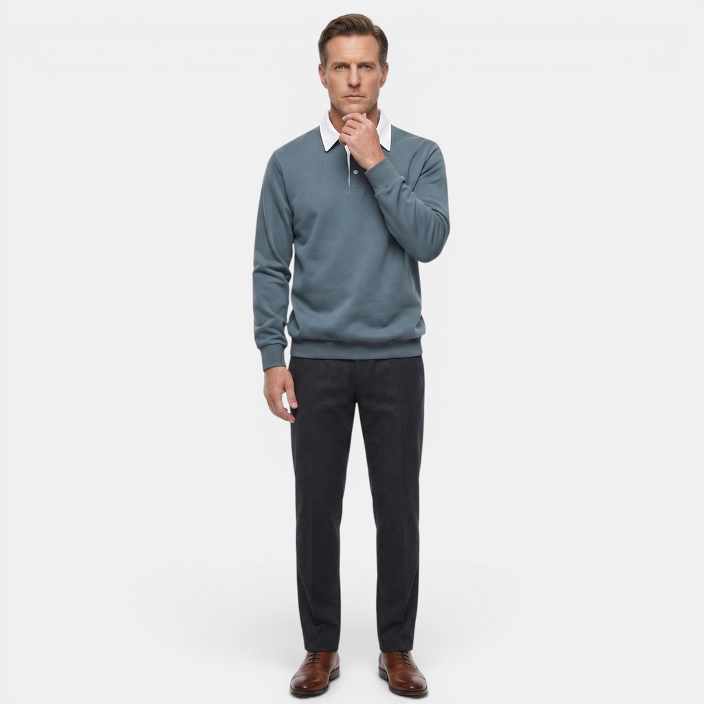 Valeniri | Men’s Long Sleeve Polo Sweater Classic Fit Casual Knit Top