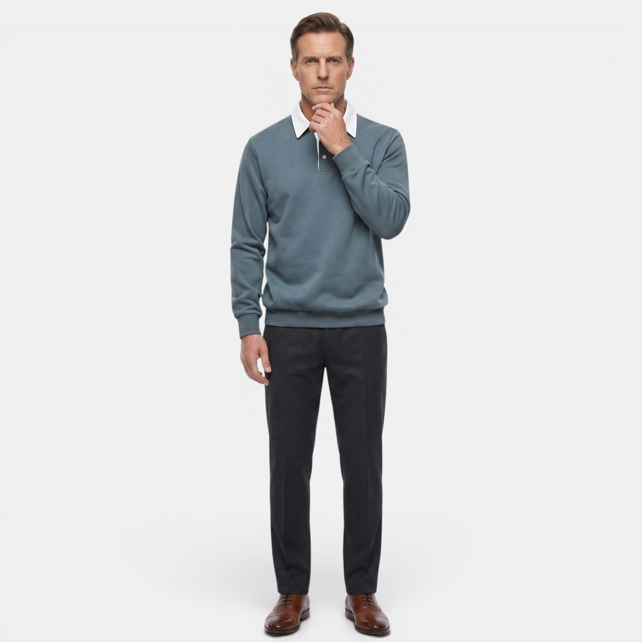 Valeniri | Men’s Long Sleeve Polo Sweater Classic Fit Casual Knit Top